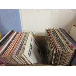 BOX CONTAINING VARIOUS LP RECORDS ETC