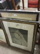 FRAMED PRINT OF QUEEN VICTORIA, SIZE INC FRAME APPROX 59CM TOGETHER WITH MILITARY INTEREST ENGRAVING