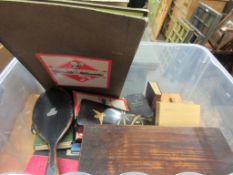 BOX CONTAINING MIXED TREEN BOXES, VINTAGE GAMES ETC