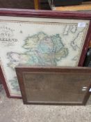 FRAMED PIGOT MAP OF IRELAND, WIDTH INC FRAME APPROX 60CM TOGETHER WITH A FURTHER FRAMED MAP OF