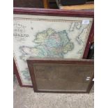 FRAMED PIGOT MAP OF IRELAND, WIDTH INC FRAME APPROX 60CM TOGETHER WITH A FURTHER FRAMED MAP OF