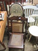 EDWARDIAN FOLDING MAHOGANY CANE SEATED CHAIR