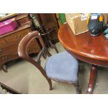 EDWARDIAN UPHOLSTERED BAR BACK DINING CHAIR, HEIGHT APPROX 87CM