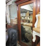 VICTORIAN MAHOGANY MIRROR FRONTED WARDROBE, WIDTH MAX 107CM