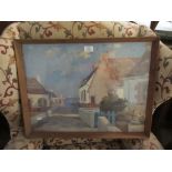 FRAMED PRINT DEPICTING A SEASIDE SCENE, WIDTH APPROX 56CM