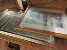 ASSORTMENT OF VARIOUS FRAMED PRINTS, LARGEST APPROX 57 X 47CM INC FRAME TOGETHER WITH A MIRROR