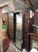 LARGE EARLY 20TH CENTURY MAHOGANY WARDROBE, WIDTH APPROX 154CM