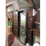 LARGE EARLY 20TH CENTURY MAHOGANY WARDROBE, WIDTH APPROX 154CM