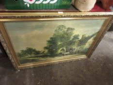 LARGE GILT FRAMED PRINT OF A LANDSCAPE, WIDTH INC FRAME APPROX 103CM