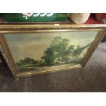 LARGE GILT FRAMED PRINT OF A LANDSCAPE, WIDTH INC FRAME APPROX 103CM