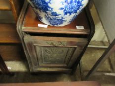 DROP FRONT WOODEN COAL SCUTTLE, WIDTH APPROX 36CM