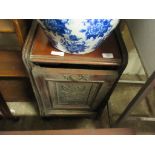 DROP FRONT WOODEN COAL SCUTTLE, WIDTH APPROX 36CM