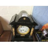 IMPRESSIVE COLUMN FLANKED MARBLE MANTEL CLOCK, HEIGHT APPROX 32CM