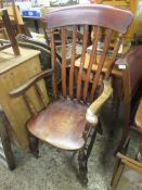 STAINED PINE RUSTIC ARMCHAIR, HEIGHT APPROX 116CM