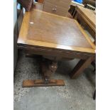 SMALL EXTENDING REFECTORY STYLE TABLE, APPROX 61CM SQUARE FOLDED