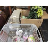 TWO BOXES OF MIXED CERAMICS AND OTHER CLEARANCE ITEMS