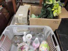 TWO BOXES OF MIXED CERAMICS AND OTHER CLEARANCE ITEMS