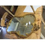 TWO ORNATE GILT FRAMED MIRRORS, LARGER LENGTH APPROX 70CM