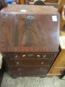 NARROW FALL FRONT BUREAU WITH FITTED INTERIOR, WIDTH APPROX 52CM