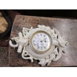 CAST WALL CLOCK, STYLED AS AN ANCHOR WITH OAK LEAVES, HEIGHT APPROX 36CM