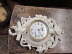 CAST WALL CLOCK, STYLED AS AN ANCHOR WITH OAK LEAVES, HEIGHT APPROX 36CM