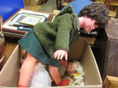 BOX CONTAINING LARGE DOLL AND TWO OTHERS