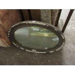 LARGE OVAL FRAMED MIRROR (A/F)