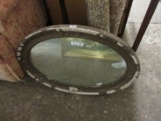 LARGE OVAL FRAMED MIRROR (A/F)