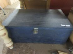 WOODEN STORAGE BOX, LENGTH APPROX 77CM