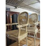 PAIR OF PAINTED CANE SEAT BEDROOM CHAIRS, HEIGHT APPROX 98CM