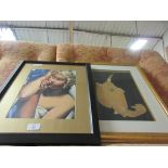 TWO FRAMED MODERN PRINTS