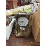 BRASS CASED ANNIVERSARY CLOCK, HEIGHT 25CM MAX