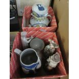 TWO SMALL BOXES CONTAINING DECORATIVE CERAMICS INCLUDING LLADRO FIGURE OF A GIRL WITH A CANDLE,