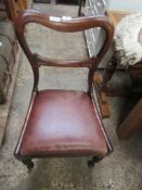 VICTORIAN MAHOGANY DINING CHAIR OR HALL CHAIR, APPROX 84CM