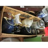 BOX CONTAINING HOUSEHOLD CERAMICS INCLUDING DENBY COFFEE POTS ETC