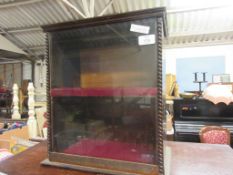 SMALL WOODEN GLAZED DISPLAY CASE, WIDTH APPROX 35CM