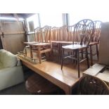 VERY LARGE MODERN DINING TABLE TOGETHER WITH A SET OF SIX MATCHING DINING CHAIRS