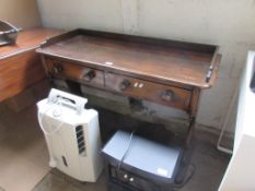 LATE 19TH CENTURY RUSTIC STAINED SIDE TABLE AND TWO DRAWERS BENEATH