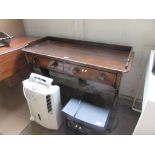 LATE 19TH CENTURY RUSTIC STAINED SIDE TABLE AND TWO DRAWERS BENEATH