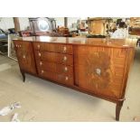 LATE 20TH CENTURY REPRODUCTION SIDEBOARD WITH PANELLED VENEERED DOORS