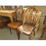 SET OF FOUR VINTAGE WHEEL BACK DINING CHAIRS