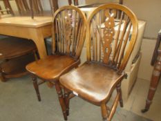 SET OF FOUR VINTAGE WHEEL BACK DINING CHAIRS