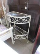 DEMI-LUNE WROUGHT IRON PAINTED SIDE TABLE