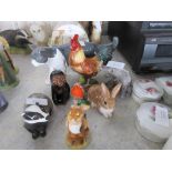 QUANTITY OF BESWICK FIGURES INCLUDING SEATED ELEPHANT, WALKING CAT, BADGER (SOME A/F)