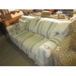MODERN TWO-SEATER SOFA IN STRIPED UPHOLSTERY, WIDTH APPROX 196CM