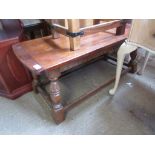 CARVED MAHOGANY MODERN REPRODUCTION COFFEE TABLE