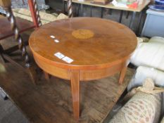 SMALL CIRCULAR OCCASIONAL TABLE WITH INLAID DECORATION, DIAM APPROX 49CM