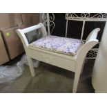 PAINTED WOOD UPHOLSTERED DRESSING TABLE STOOL WITH INTERNAL STORAGE