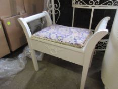 PAINTED WOOD UPHOLSTERED DRESSING TABLE STOOL WITH INTERNAL STORAGE