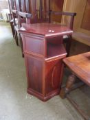 UNUSUAL MAHOGANY FINISH OCTAGONAL POT CUPBOARD